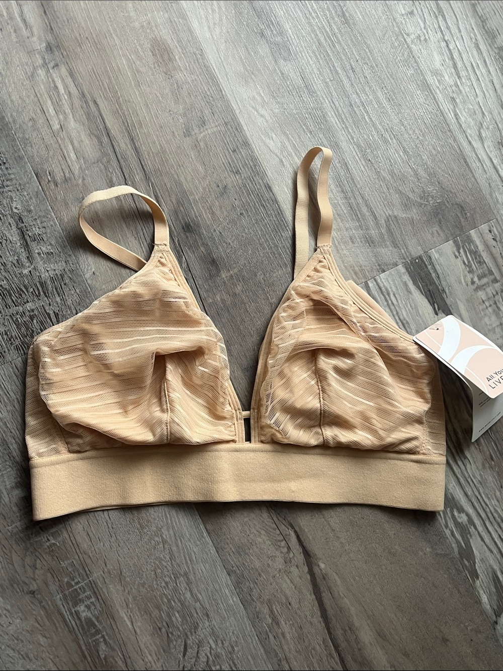 Lively Light Nude Wireless Bralette with Sheer Striped Cups